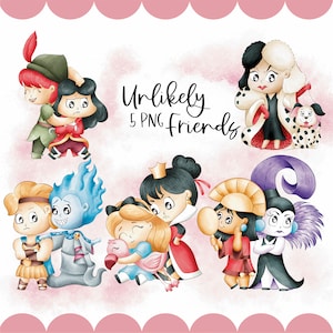 Unlikely Friends Clipart Graphics Valentines Princess Digital Illustration Commercial License Frozen Inspired image 1