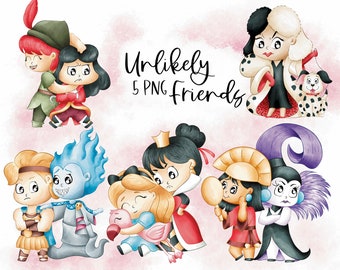 Unlikely Friends Clipart Graphics | Valentines Princess | Digital Illustration | Commercial License | Frozen Inspired |