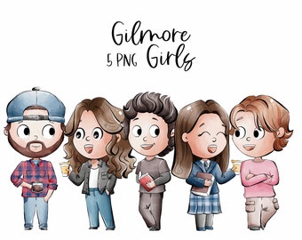 Gilmore Girls Characters Clipart | 300 dpi Digital Illustration | Commercial License | Magic | Witch | Castle |