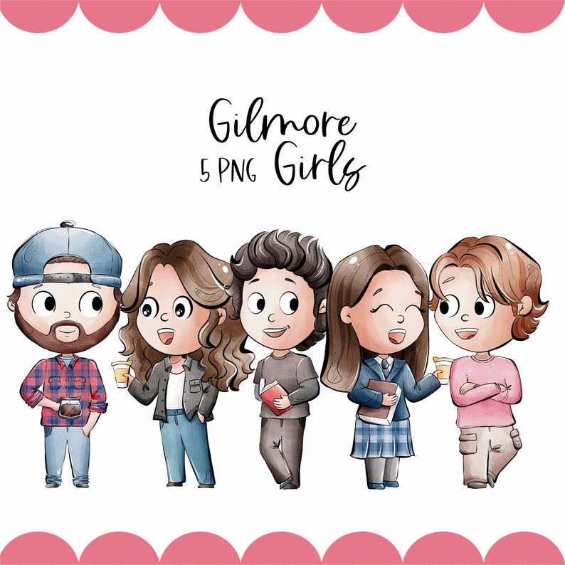 Gilmore Girls Characters Clipart 300 dpi Digital Illustration Commercial License Magic Witch Castle image 1