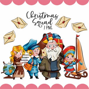 Grafica clipart della squadra di Natale | Illustrazione digitale | Scarabocchio | Licenza commerciale | Sublimazione PNG | Cartoline di Natale