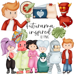 Futurama Inspired Clipart Graphics | Digital Illustration With Commercial License | Space Ship | kids | robots
