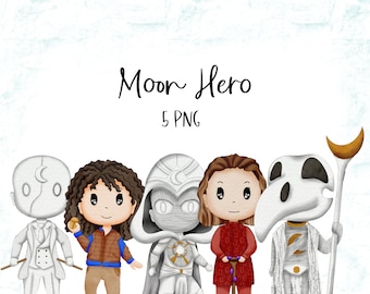 Moon Hero Inspired Clipart | Digital Illustration | Doodle | Commercial License | Moon | Egypt | Celebrate