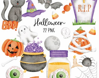 Halloween Clipart Graphics | Digital Illustration | Doodle | Commercial License | Haunted | Fall | Decoration | Pumpkin