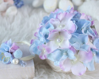 Hydrangea Baby Photo Prop: Pearl Flower Diaper Cover, Tieback