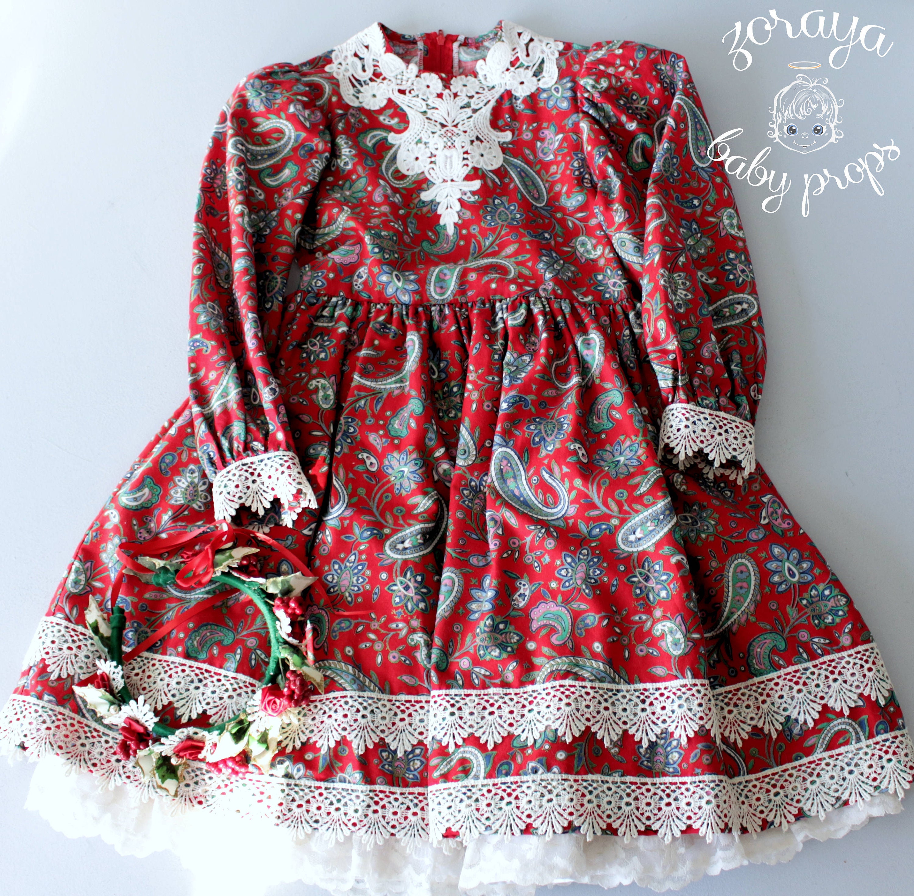 Christmas Dress Flower Crown Baby Girl Baby Photography Etsy