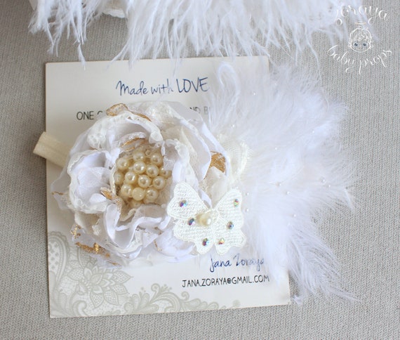 Cream Baby Props,Fancy Romper Open Back Romper w Feathers Onesie Sitters Overall Photography Props Ostrich Lace Romper Sitters Outfit