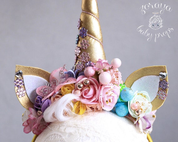 Custom Unicorn Flower Crown: Pastel Rainbow Headband, Baby  display picture 1