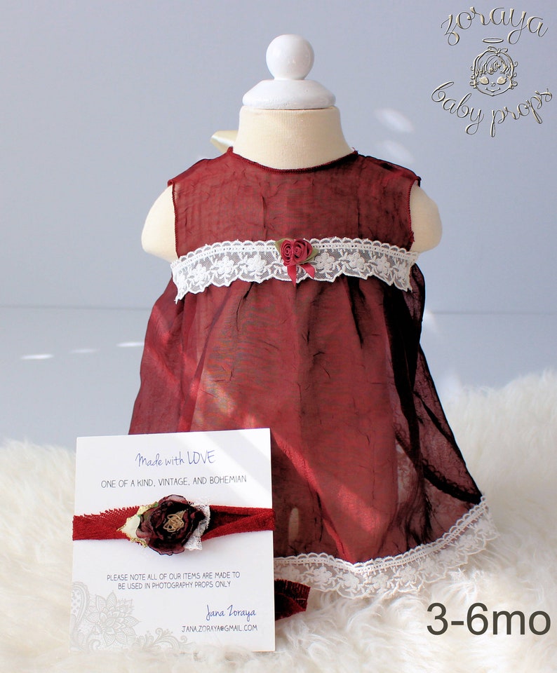 Red & Cream Dress Baby Photography Newborn Prop Newborn Etsy