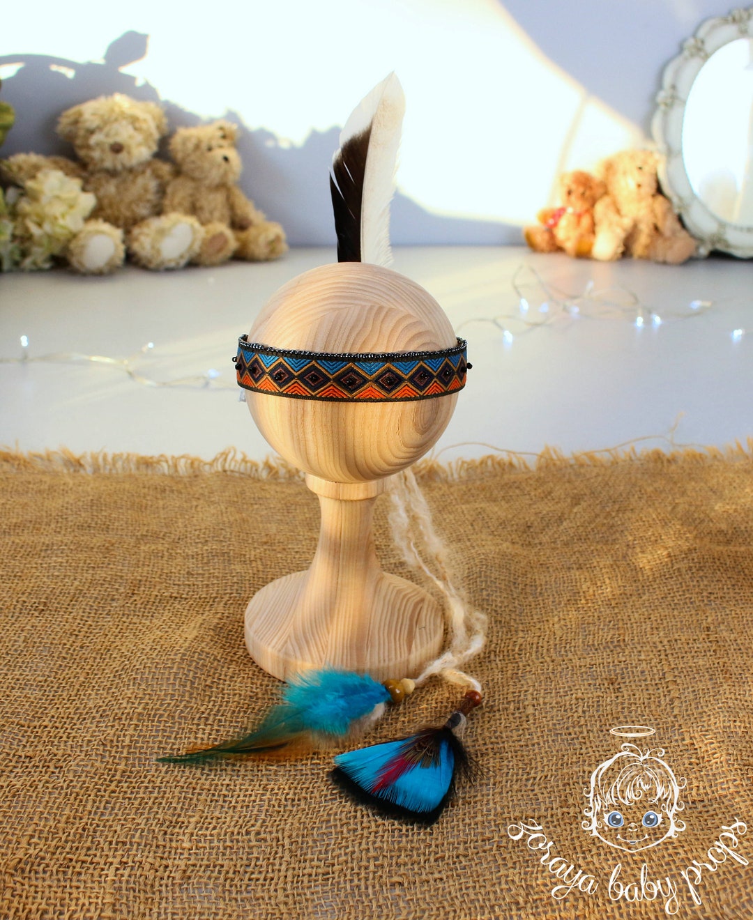 Native Props Feather Crown: Native American Inspired Headdress, Newborn Photo Prop ...