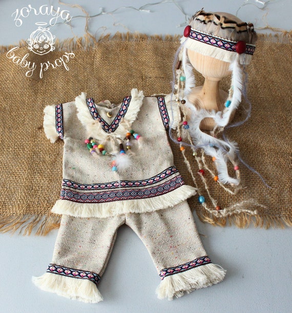 Accesorios inspirados en los indios nativos americanos, corona de plumas,  traje de recién nacido, tocado de pantalones superiores, accesorios de  fotografía, sesión de fotos de bebés nativos -  México