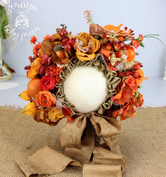 Autum Floral Bonnet! The Printed Pixie Bonnet - Autumn Floral main image 2