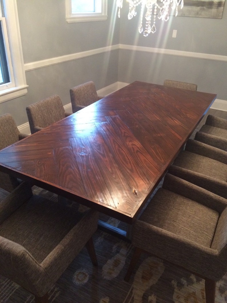 Asymmetrical herringbone dining room table Etsy