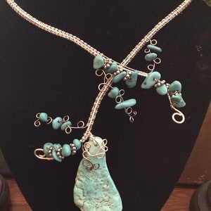 Turquoise wireweave collar necklace