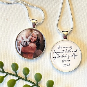 Dog Memorial Necklace for pet loss sympathy gift personalize the back with any message you want see font choices