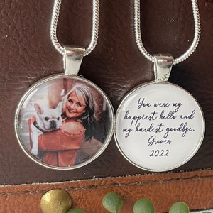 Necklace Pendant - Personalized Photo Necklace- Custom Picture necklace Double sided your own personalized words on the back.