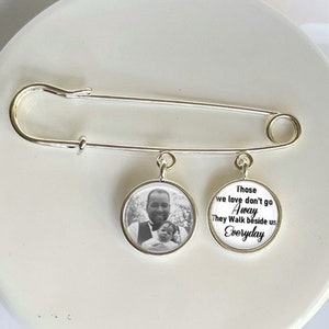 Large or Small 2 loops Pin Memorial Photo Lapel Pin Gift for groom from bride Boutonniere Lapel Pin Brooch