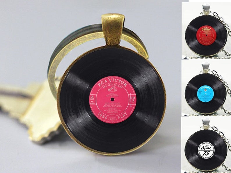 Vinyl Record Keychain DJ Gift Bronze record keyring or Etsy