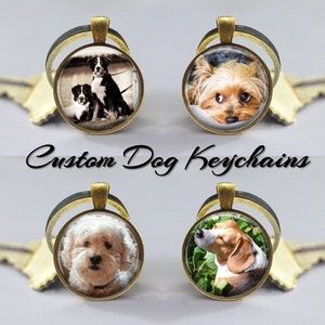 Key chain photo with dogs picture  on a Keychain