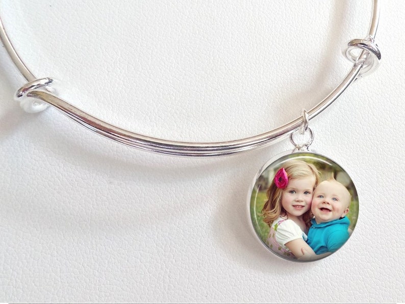 Photo Charm Bangle Stack Bracelet -custom BABY Picture Charm Gift From ...