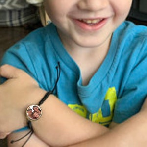 Back to School Comfort Bracelet for little boys and girls picture of family pets personalized message separation anxiety leatherette cord