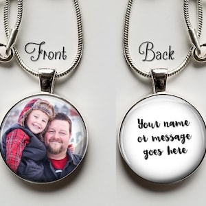 Picture Necklace Pendant - Personalized Photo Necklace- Custom Picture Keychain - Double sided your own personalized words on the back.