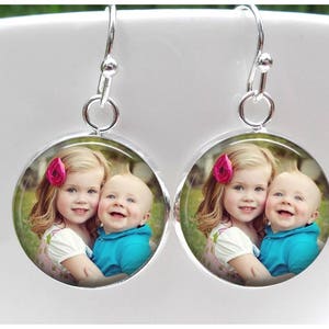 Photo Earrings with a picture on the inside - for little girls, daughter, big sister, mom - use any picture a child, dog, pet