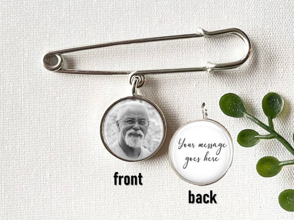 Gift For Groom Memorial Photo Lapel Pin Gift For Groom From Bride Has Picture On Front And A Personalized Message On The Back For 1, 2 Or 3 Charms Message On Back Men Women Shirthome