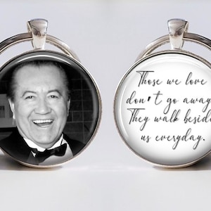 Memorial Photo Keychain - Custom Picture Keyring - Double sided your own personalized words or message or name on the back