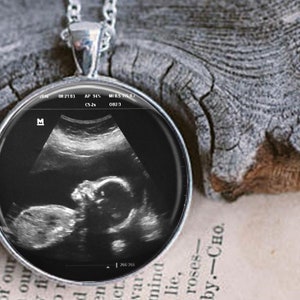 Ultrasound Charm Necklace Custom Sonogram Pendant Ultrasound necklace Big sister gift Sterling Silver Plated Choose from 3 sizes image 6