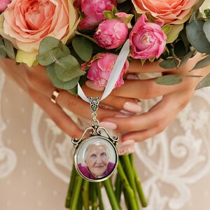 Bridal Shower Gift for Bride Bouquet Charm Photo Memorial Charm in memory of Mom Dad