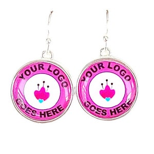 Company Logo Earrings - Gift for Employees - Custom Corporate logo photo earrings Company jewelry -Corporate Gifts single or double sided