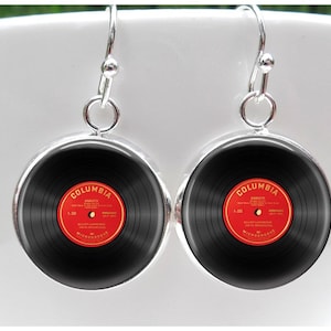 Vinyl Record Earrings, Music Lover gift, DJ Gift Vintage LP record player album jewelry