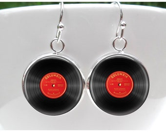 Vinyl Record Earrings, Music Lover gift, DJ Gift Vintage LP record player album jewelry