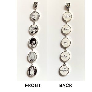 Bridal Bouquet photo Charm dangle set with sample words on back - 5 Wedding Bouquet Memory picture Charm of Dad Bridal Shower Gift