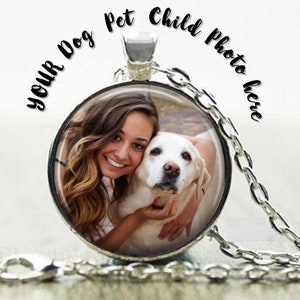 Dog Necklace - Dog Photo Necklace- Custom Personalized Sterling Silver Plated Pet Necklace - Custom Pet Photo pendant