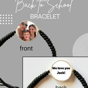 Separation Anxiety Bracelet for little boys and little girls picture of family pets with personalized message on back mommy and me bracelets