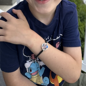 Leatherette Separation Anxiety Bracelet for little boys and girls picture of family or pets with personalized message on back adjustable