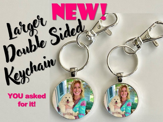 Large Double Sided Photo Keychain 1.25 Inch 2 Pictures of Children Dog Pet Family Photo Keyring sterling Silver Plated Etsy Canada