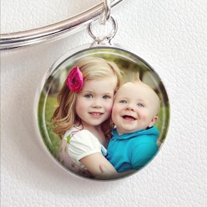 Photo Charm Custom Picture Charm with choice of clasp sterling silver plated spring ring  european charm option to add bracelet or bangle