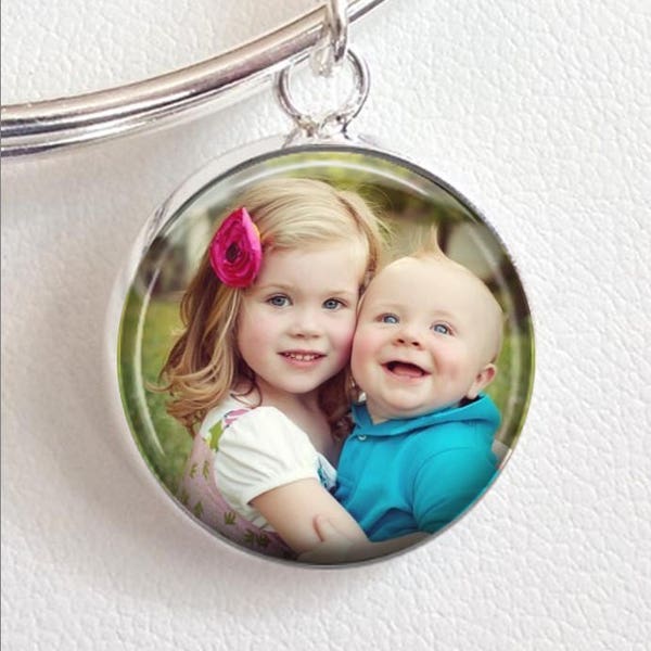 Photo Charm Custom Picture Charm with choice of clasp sterling silver plated spring ring  european charm option to add bracelet or bangle