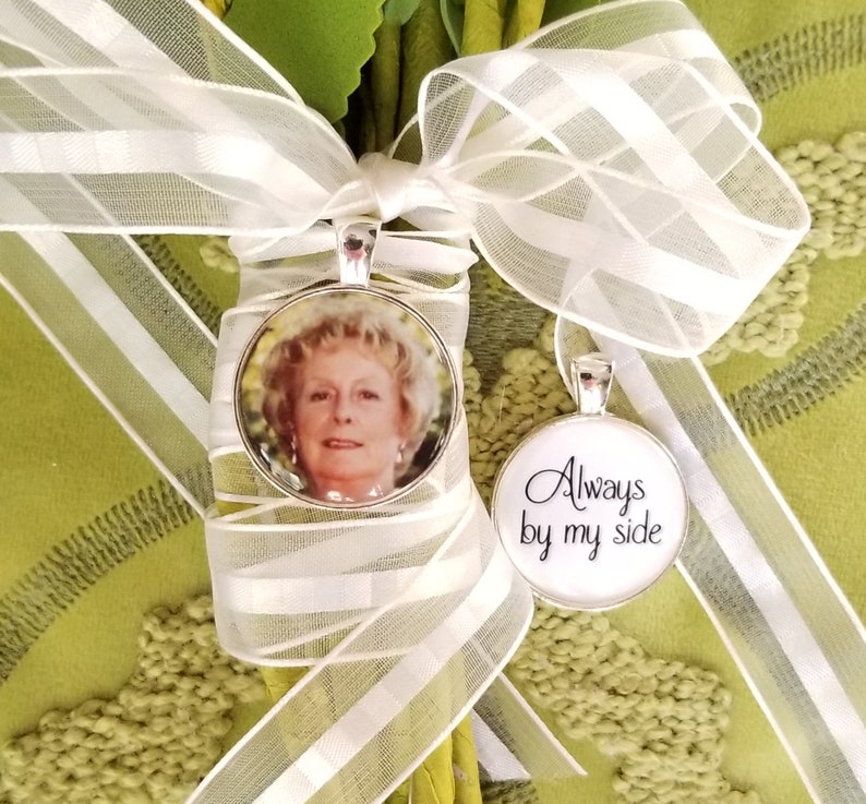 Memorial Necklace with photo of loved one and personalized words on the back sympathy pendant in loving memory of Mom Dad Grandma Grandpa