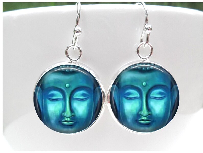 Buddha Necklace Blue Buddha Pendant Meditation Necklace Etsy