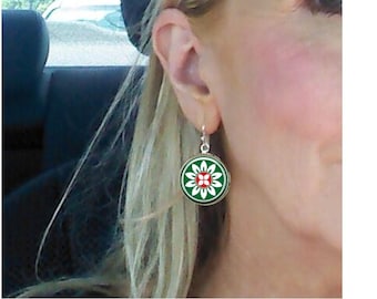 Mahjong Earrings reversible 2 sides - one dot and bird bam Mahjong gift