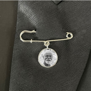 Pin photo charms Memorial Photo Lapel Pin Gift for groom from bride custom photo Boutonniere Brooch for 1, 2 or 3 charms with pictures