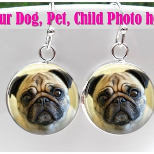 Dog Earrings  - Custom Dog photo earrings  -Custom Cat Pet Picture Earrings - Gift for little girls - gift for daughter sister mom