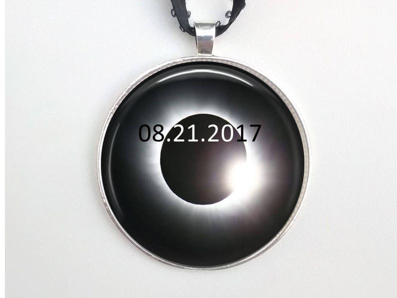 2 Eclipse Photo Christmas ornament sterling silver plated with the Date of Eclipse Solar Eclipse 2017 Ornament