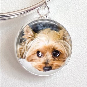 Dog Photo Charm a la carte - Silver Dog Charm bangle - Custom Pet picture charm bangle - dog bracelet