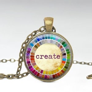 Artist Gift- Bronze Painter's Palette Necklace, Gift for Artist - Color Wheel Pendant - Create Necklace