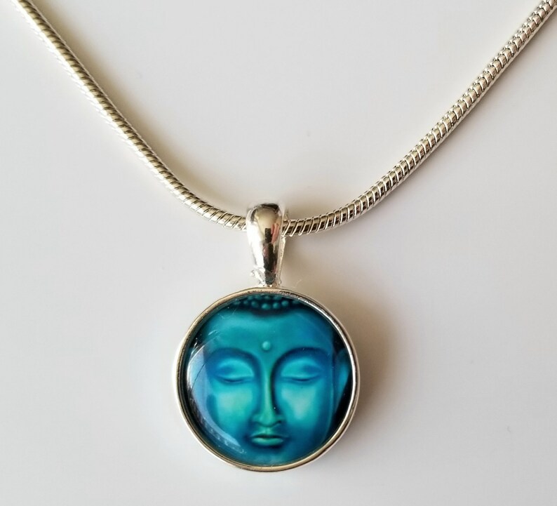 Buddha Ornament Blue Buddha Large Pendant Meditation Etsy